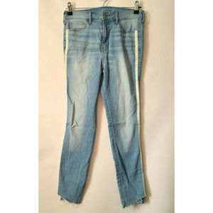 Hollister California Womens Jeans Light Wash Size 25 Raw Hem Skinny Side Stripe